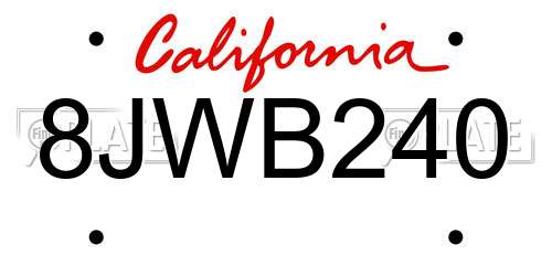 8JWB240 California License Plate