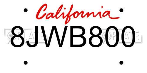 8JWB800 California License Plate