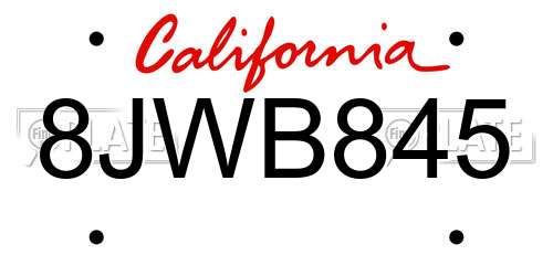 8JWB845 California License Plate