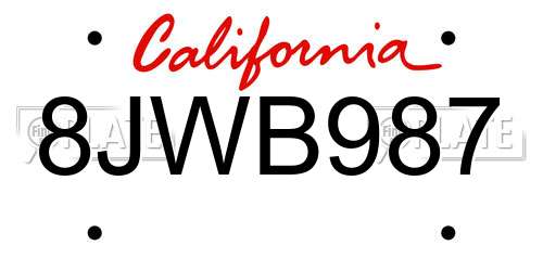 8JWB987 California License Plate