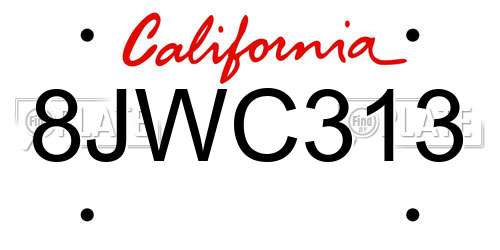 8JWC313 California License Plate