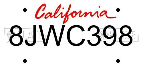 8JWC398 California License Plate