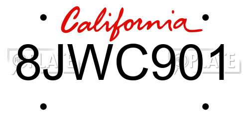 8JWC901 California License Plate