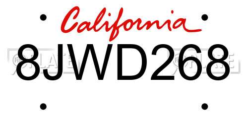8JWD268 California License Plate