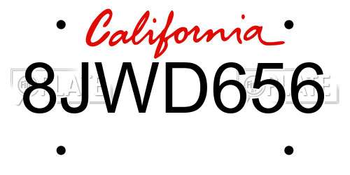 8JWD656 California License Plate