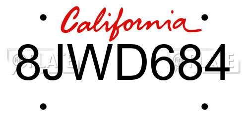 8JWD684 California License Plate