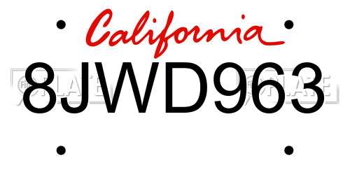8JWD963 California License Plate