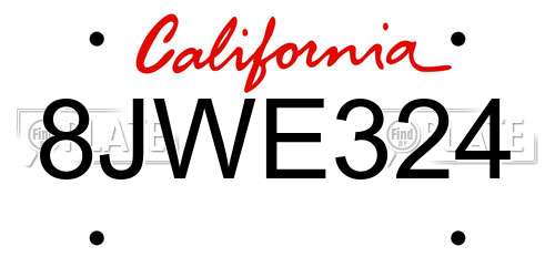 8JWE324 California License Plate