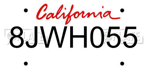 8JWH055 California License Plate