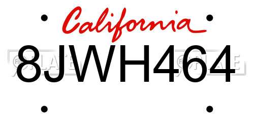 8JWH464 California License Plate