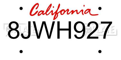 8JWH927 California License Plate