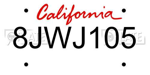 8JWJ105 California License Plate