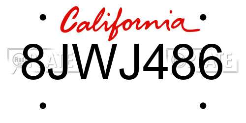 8JWJ486 California License Plate