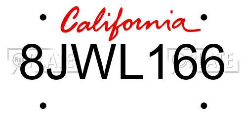 8JWL166 California License Plate