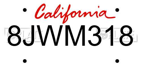 8JWM318 California License Plate