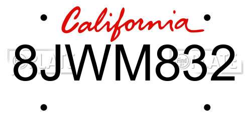 8JWM832 California License Plate