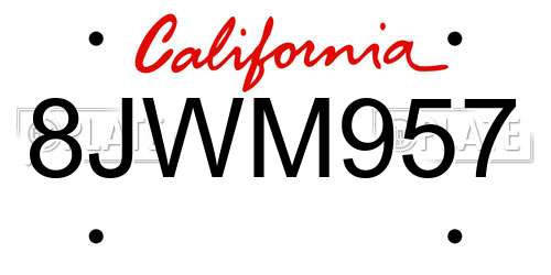 8JWM957 California License Plate