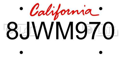 8JWM970 California License Plate