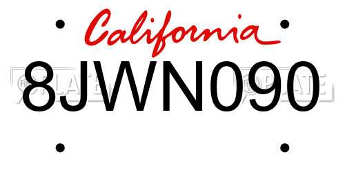 8JWN090 California License Plate