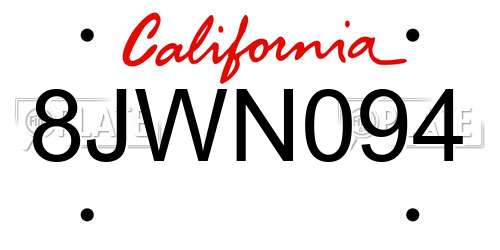 8JWN094 California License Plate