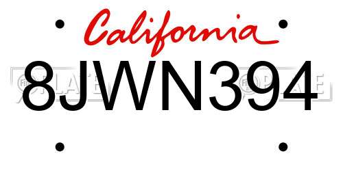8JWN394 California License Plate