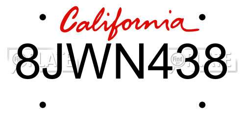 8JWN438 California License Plate