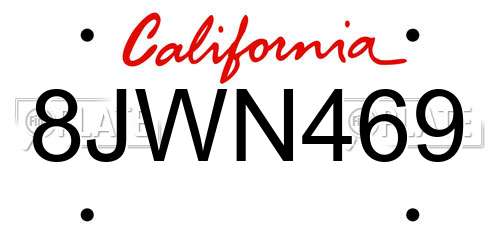 8JWN469 California License Plate