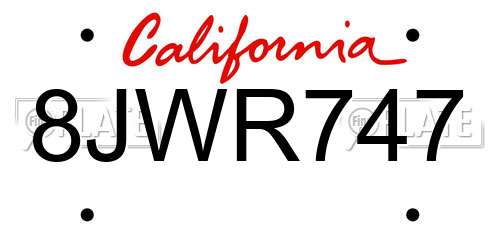 8JWR747 California License Plate