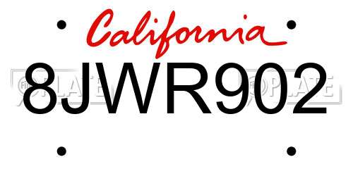 8JWR902 California License Plate