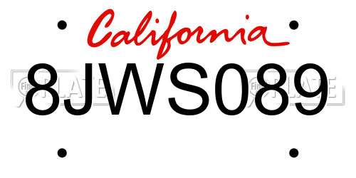 8JWS089 California License Plate