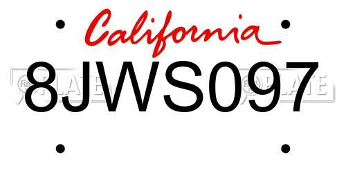 8JWS097 California License Plate