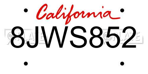 8JWS852 California License Plate
