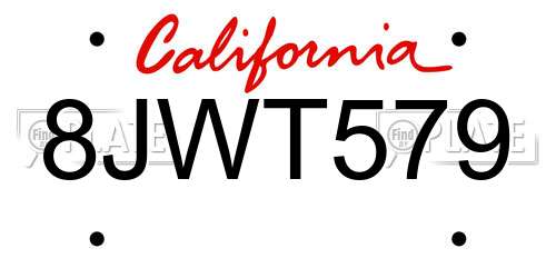 8JWT579 California License Plate