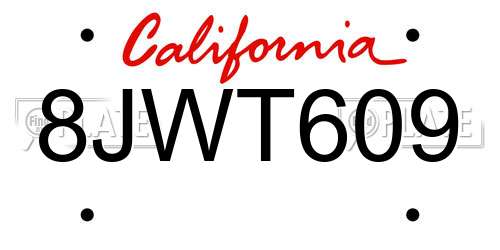 8JWT609 California License Plate