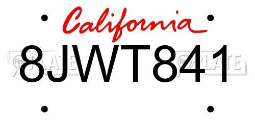 8JWT841 California License Plate