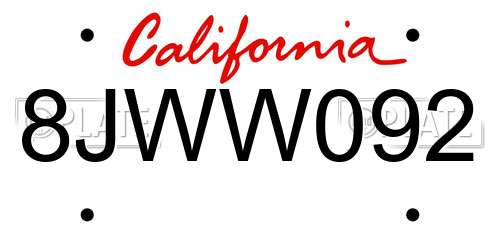 8JWW092 California License Plate