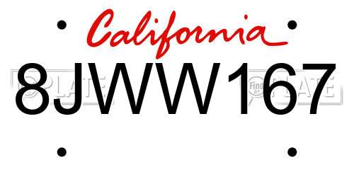 8JWW167 California License Plate