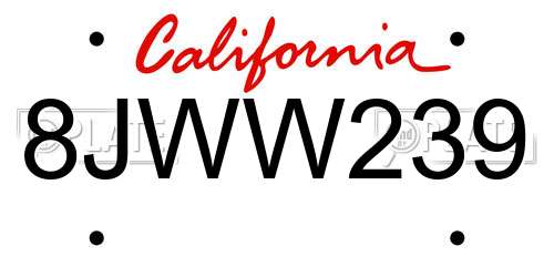 8JWW239 California License Plate