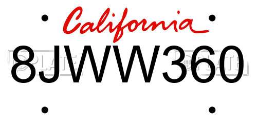 8JWW360 California License Plate
