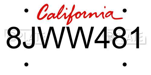 8JWW481 California License Plate