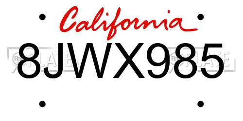 8JWX985 California License Plate
