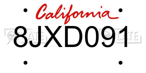 8JXD091 California License Plate