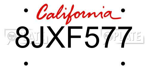 8JXF577 California License Plate