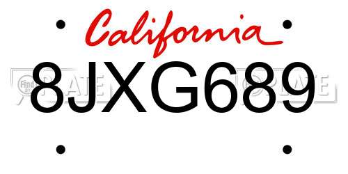 8JXG689 California License Plate