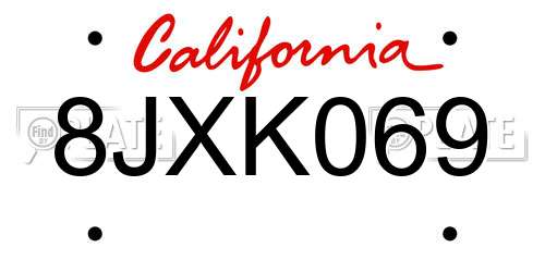 8JXK069 California License Plate