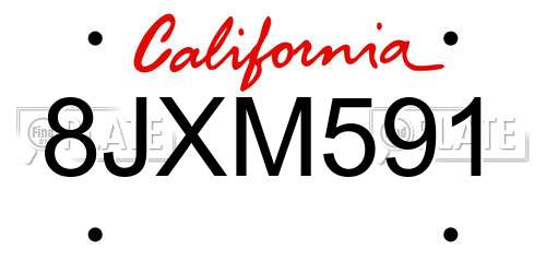 8JXM591 California License Plate