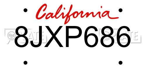 8JXP686 California License Plate