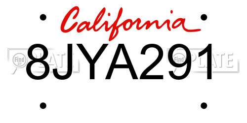8JYA291 California License Plate