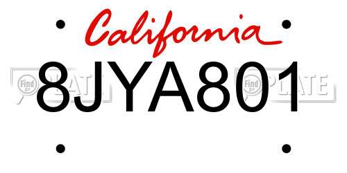 8JYA801 California License Plate