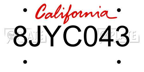 8JYC043 California License Plate